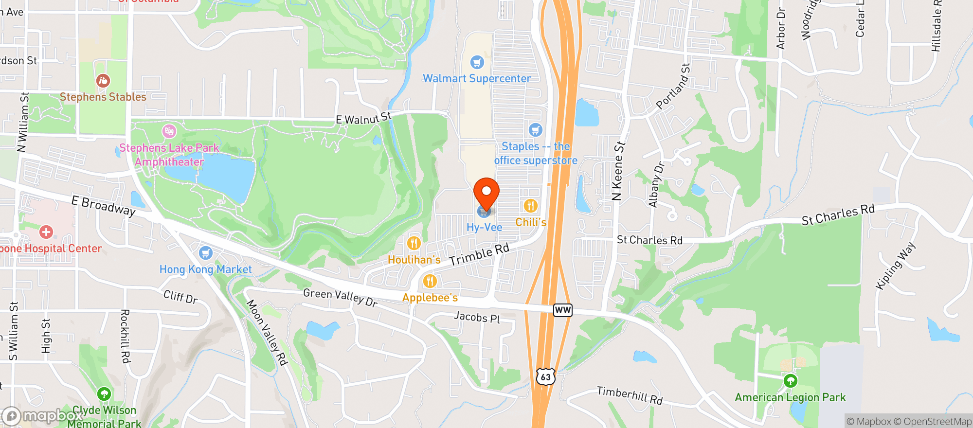 Map showing Hy-Vee Conley Market #1082