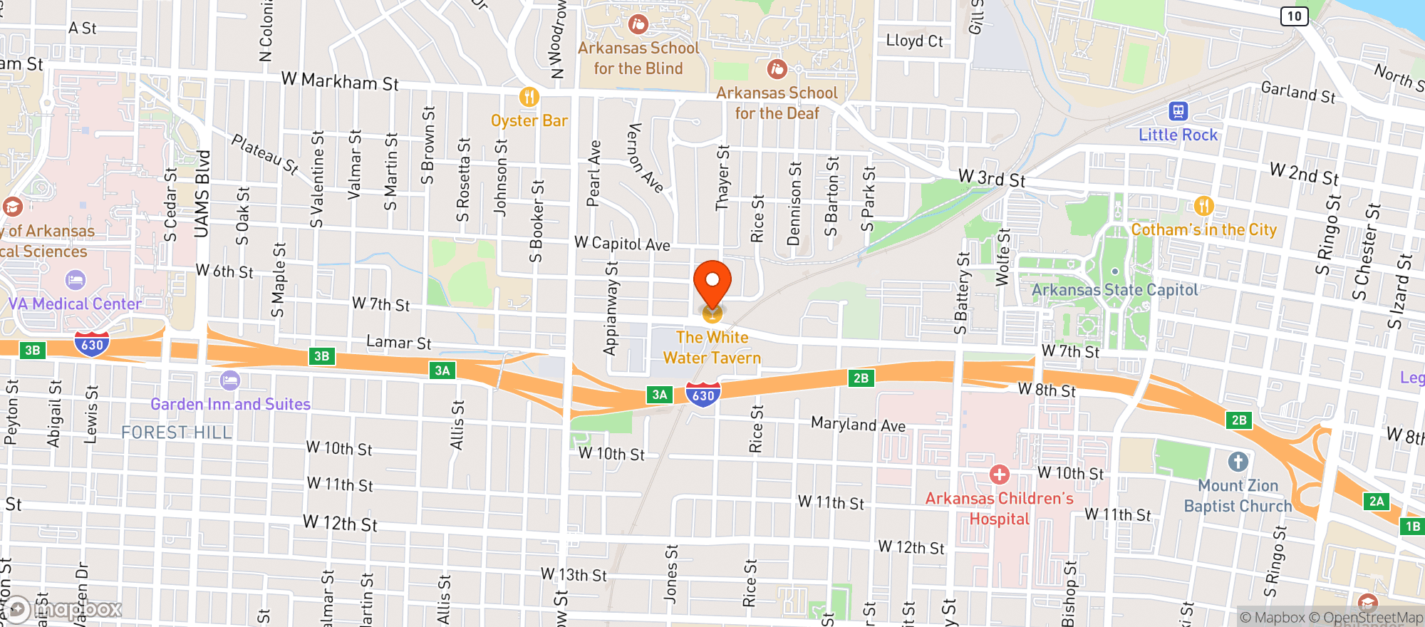 Map showing Whitewater Tavern