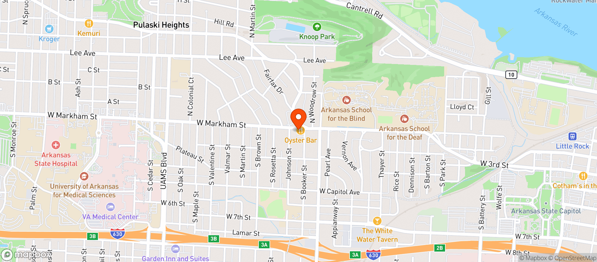 Map showing The Oyster Bar Restaurant