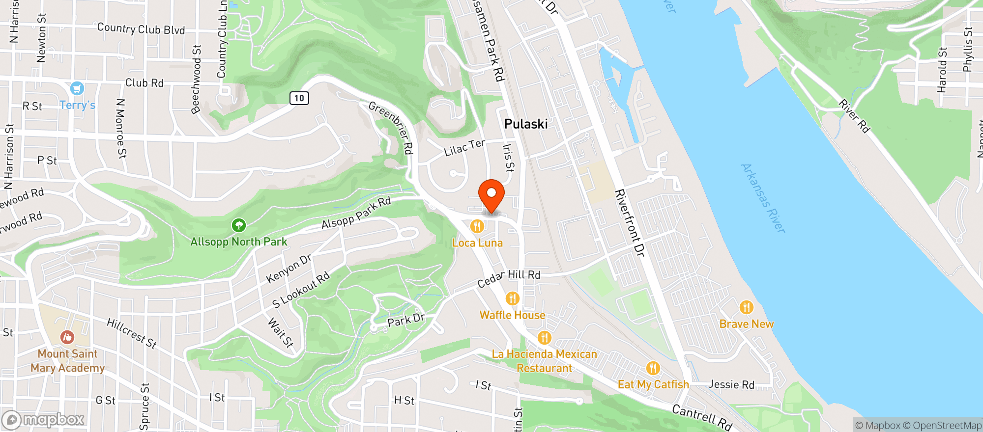Map showing BULLARD'S LIQUOR STORE