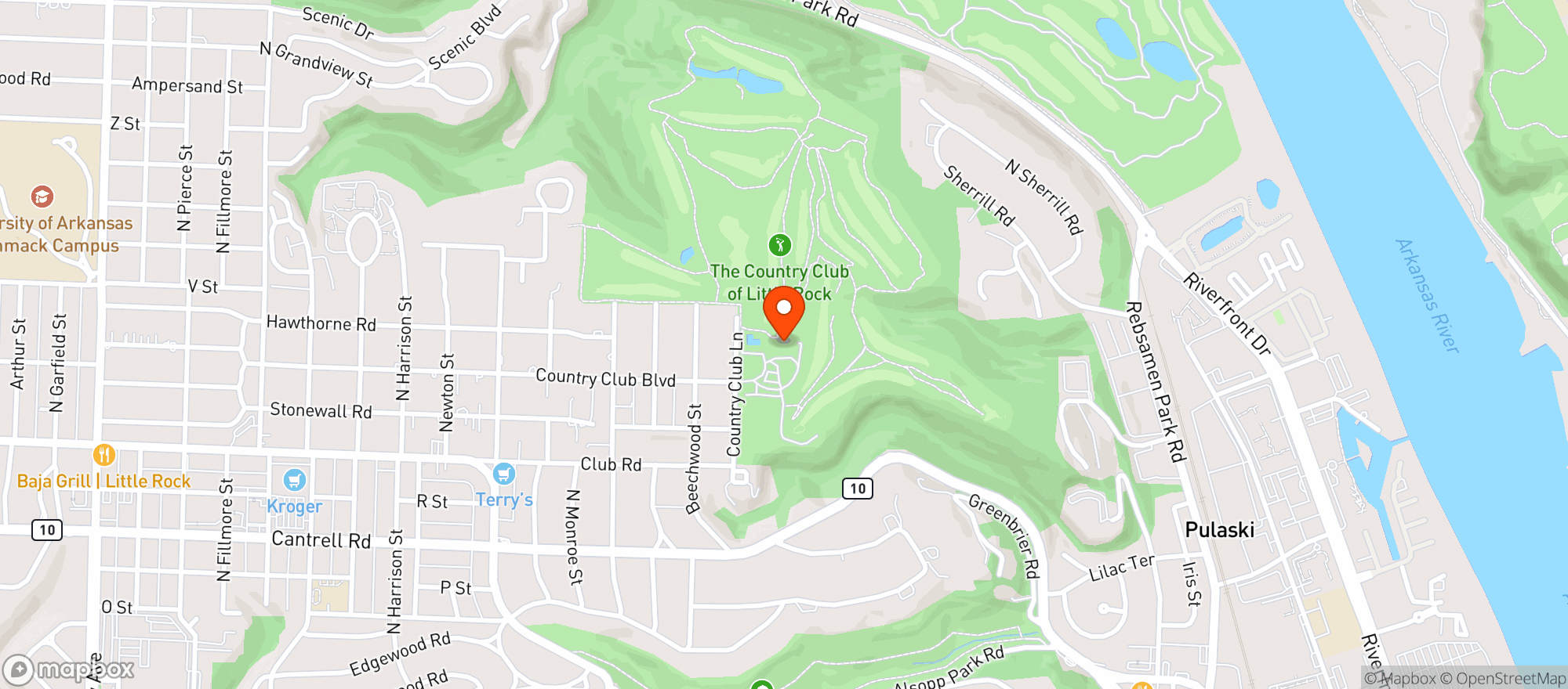 Map showing Country Club Of Little Rock