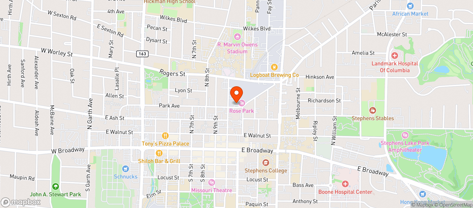Map showing Rose Music Hall