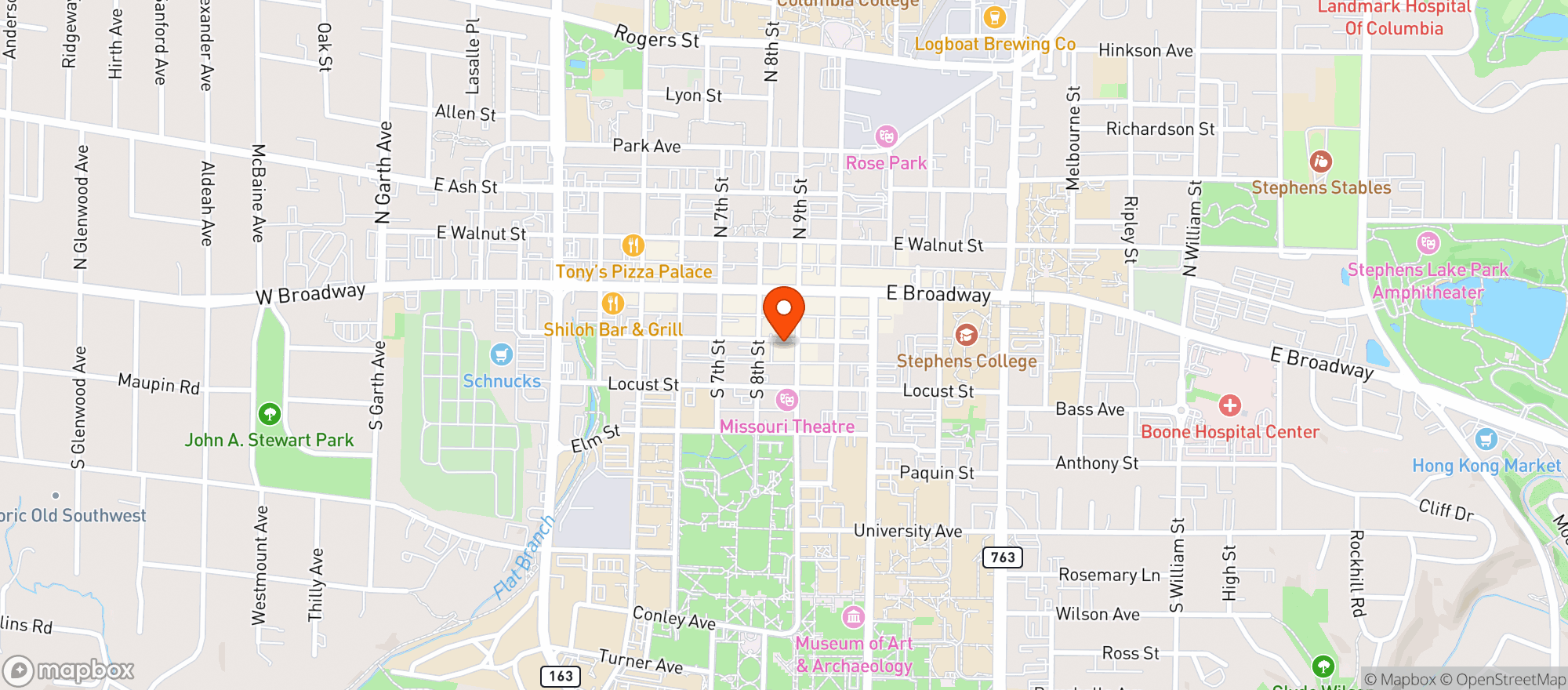 Map showing Hexagon Alley