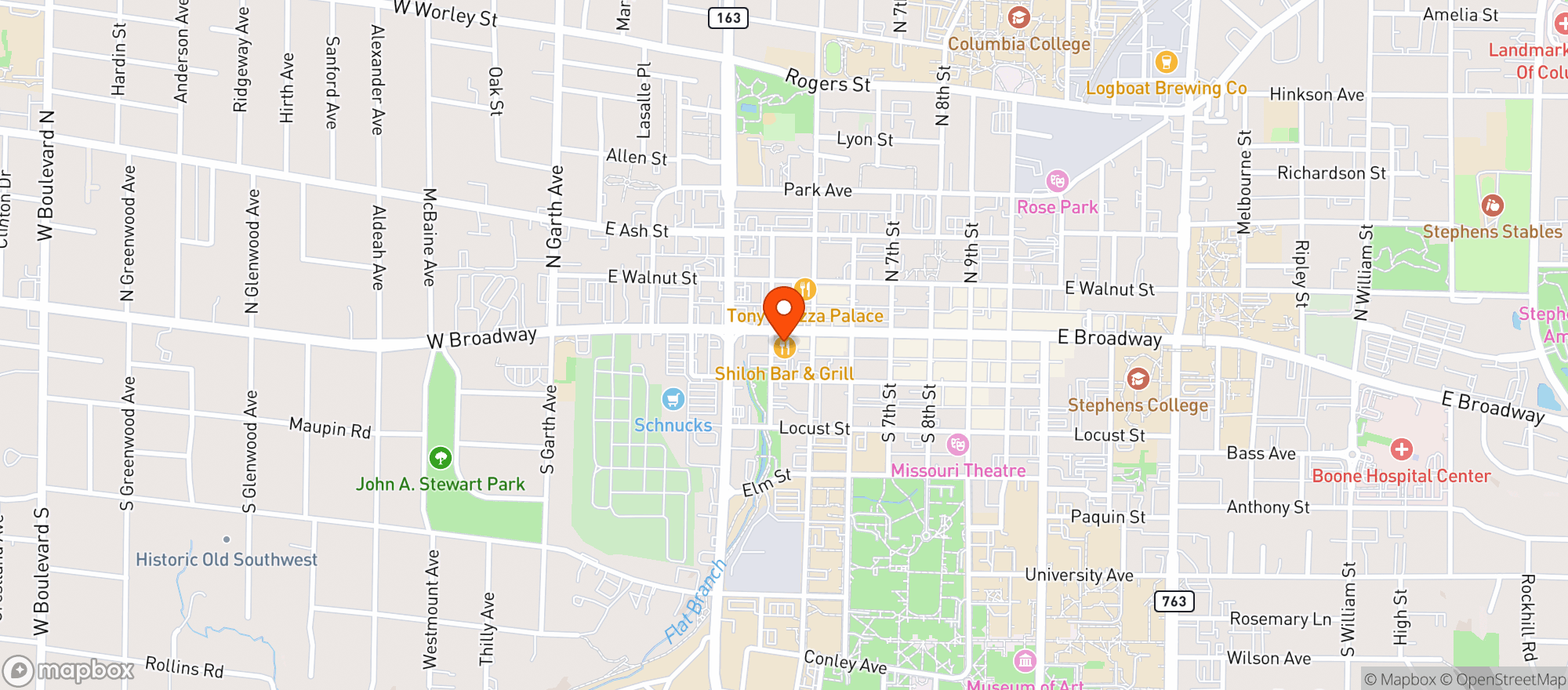 Map showing Shiloh Bar & Grill