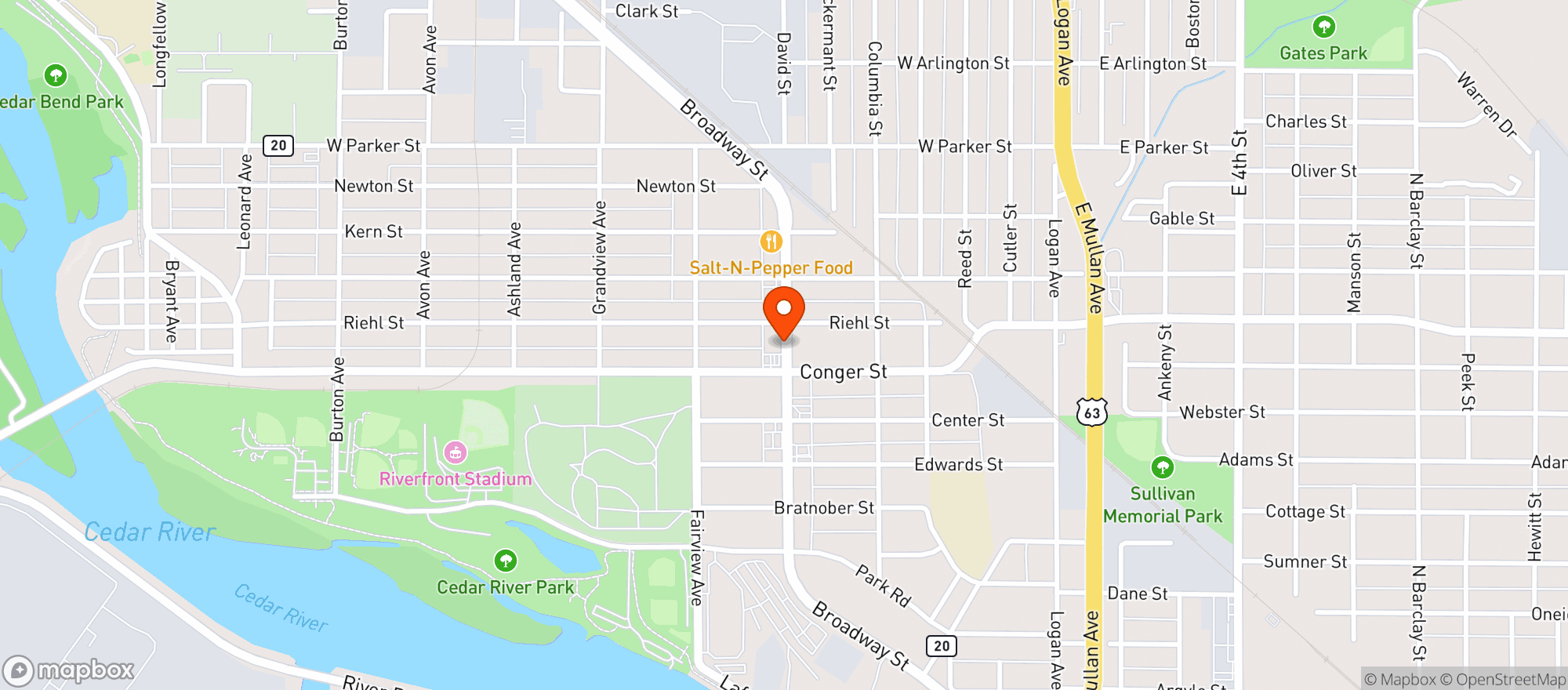 Map showing Kwik Star