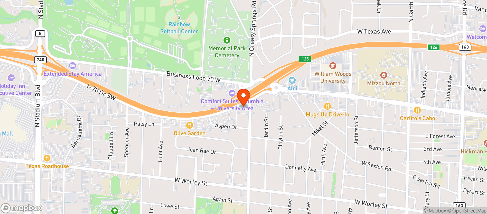 Map showing Fastlane 56 West Blvd