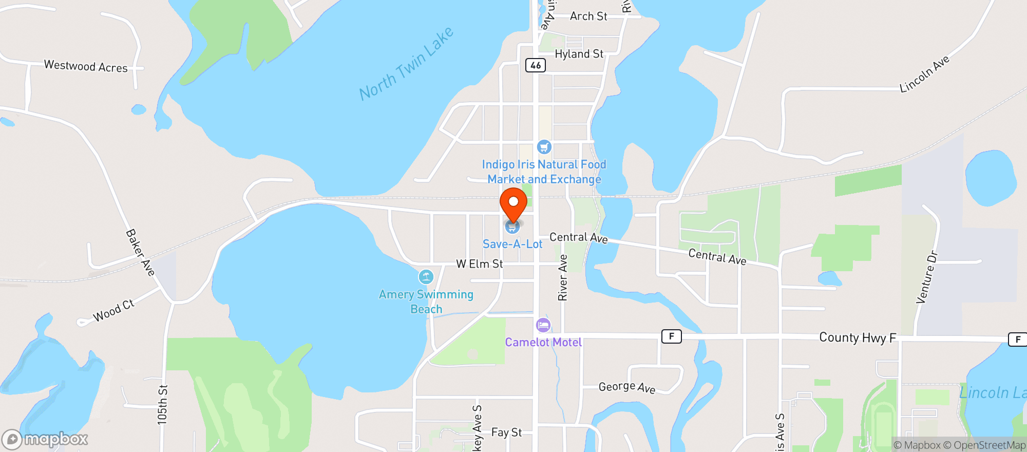 Map showing Amery Express