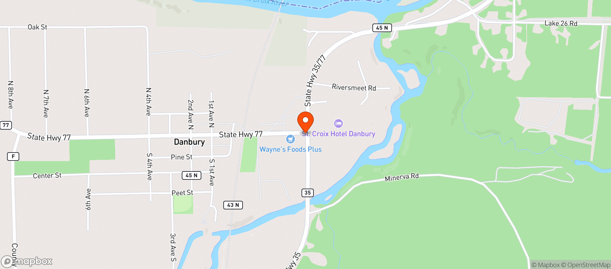 Map showing Wayne's Foods Plus