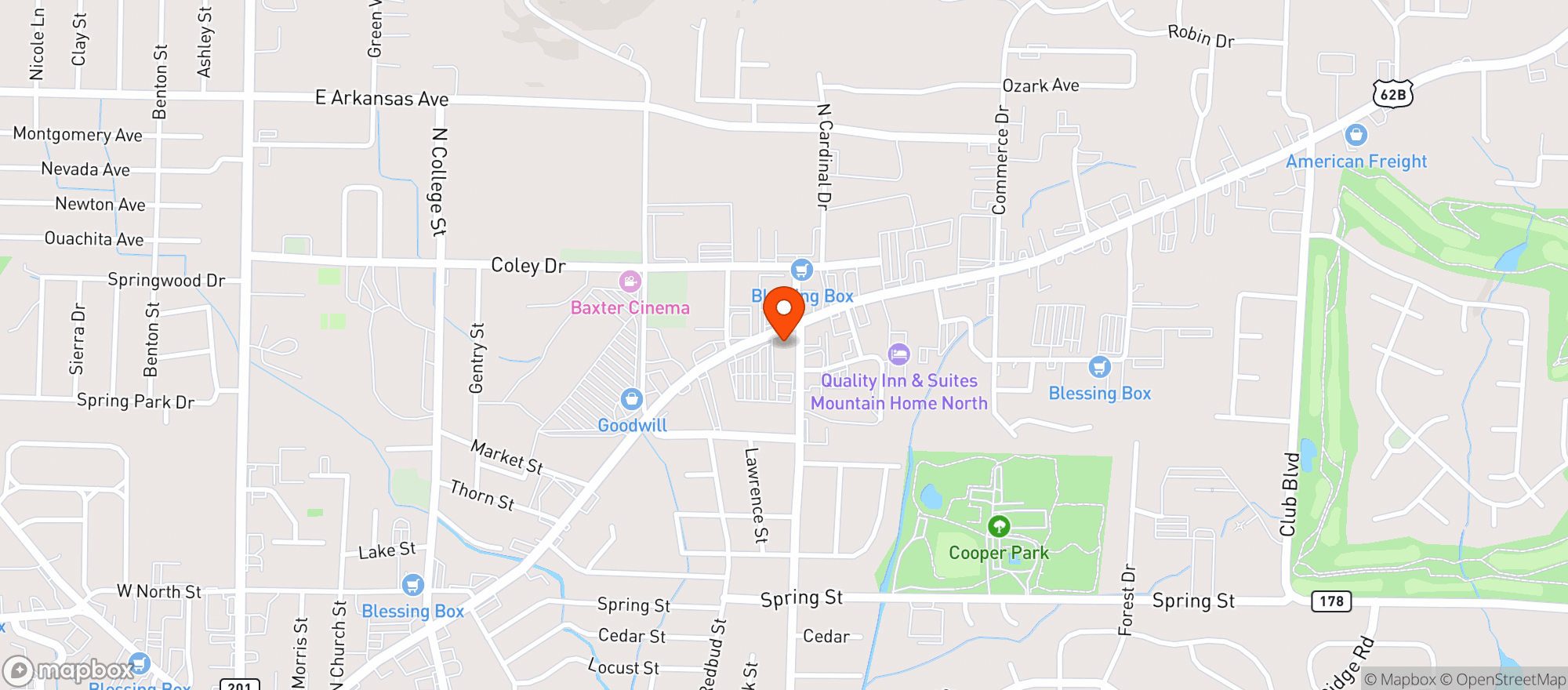 Map showing Jack S Package Store