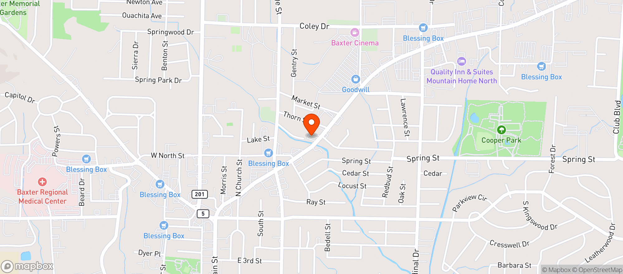 Map showing Midtown Spirits