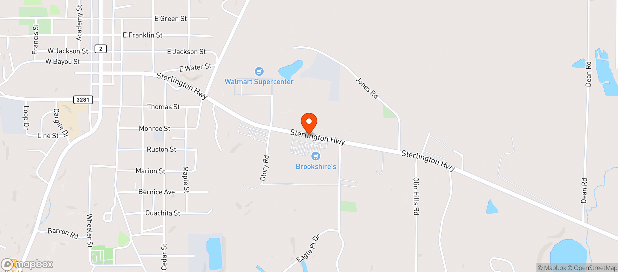 Map showing Brookshire Food Store