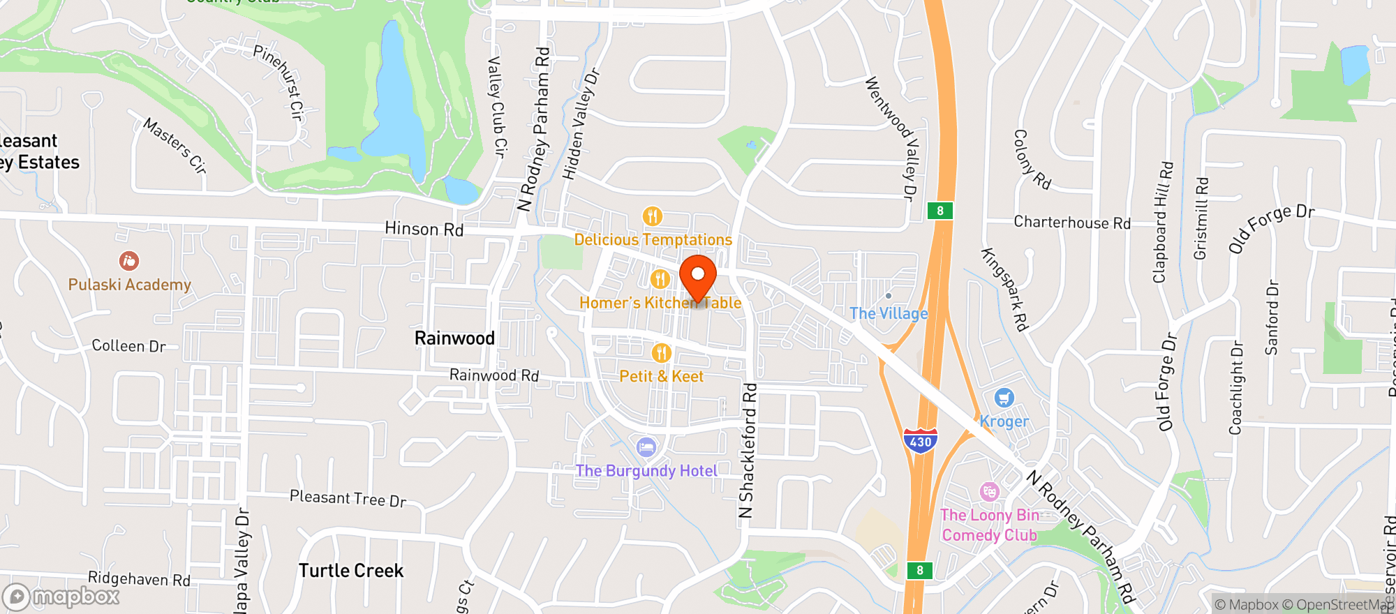 Map showing Sauced Bar & Oven