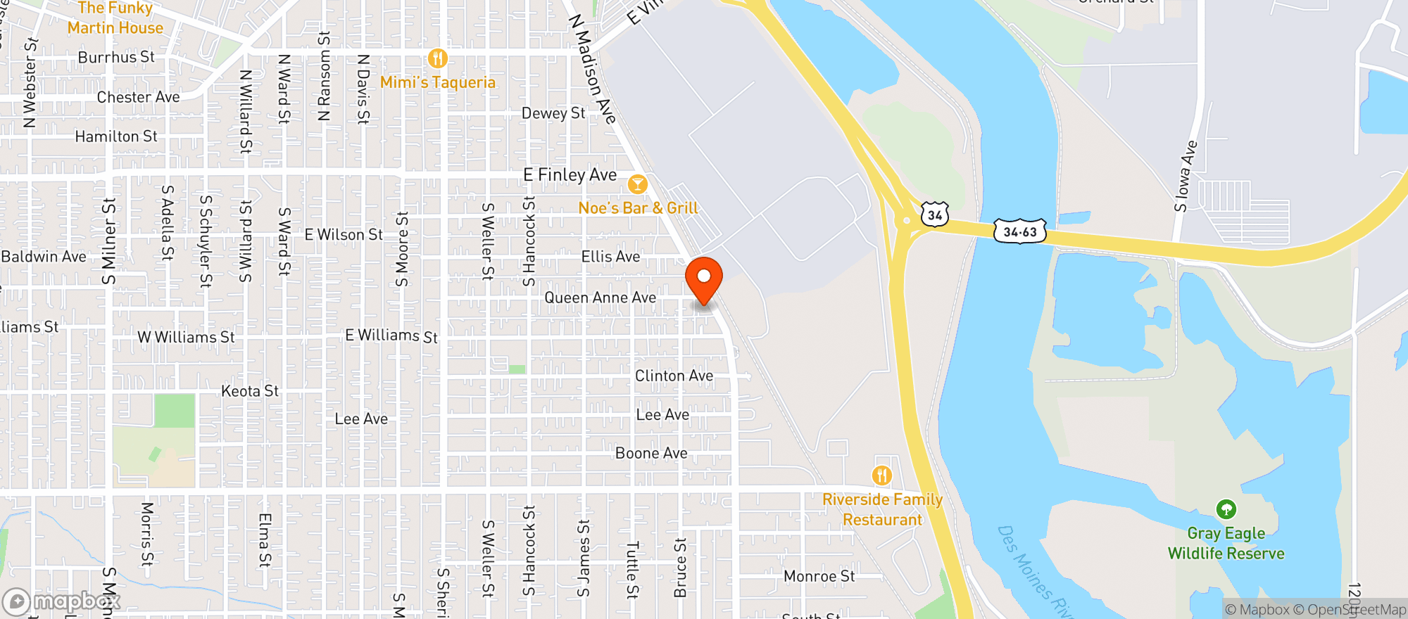 Map showing Mad Ave