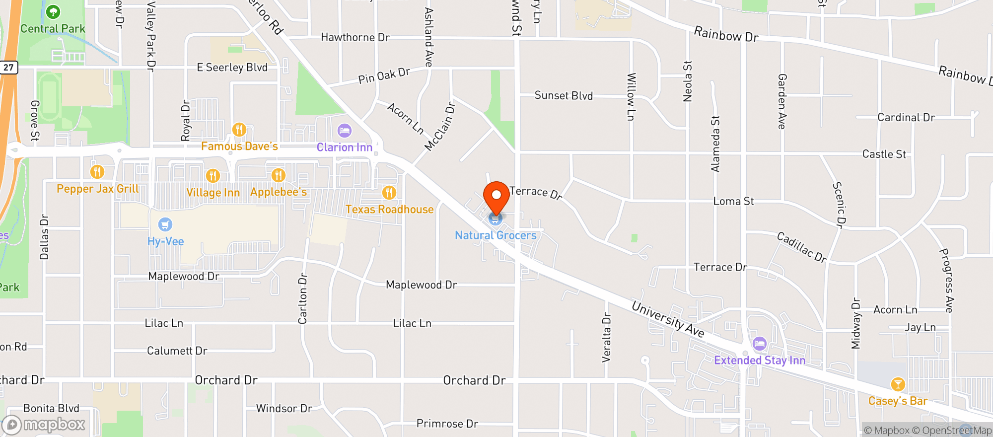 Map showing Natural Grocers by Vitamin Cottage - Natural Grocers by VC_Cedar Falls (CU) - 00100008921