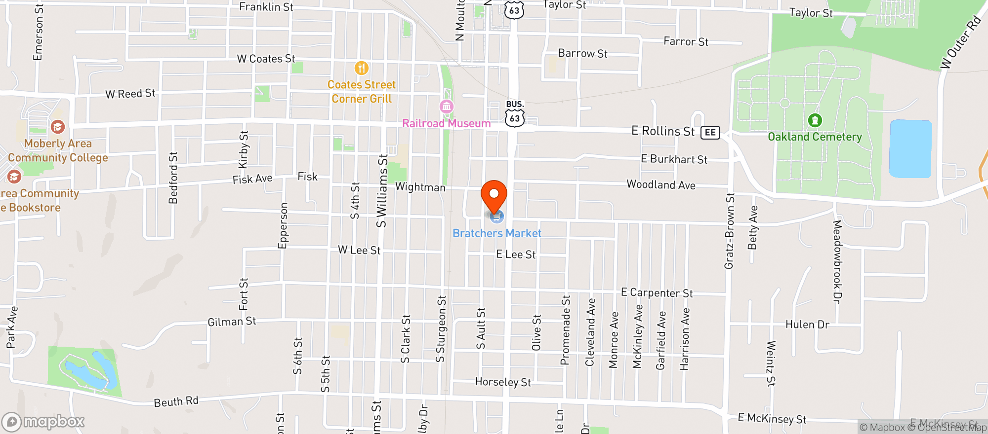 Map showing Bratcher Market