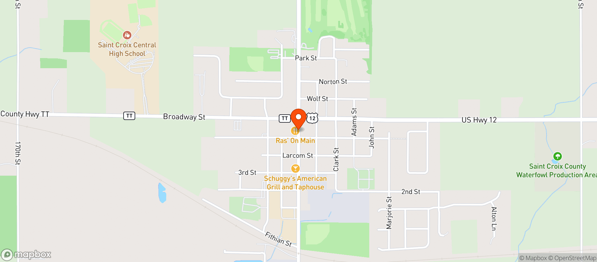 Map showing Ras On Main