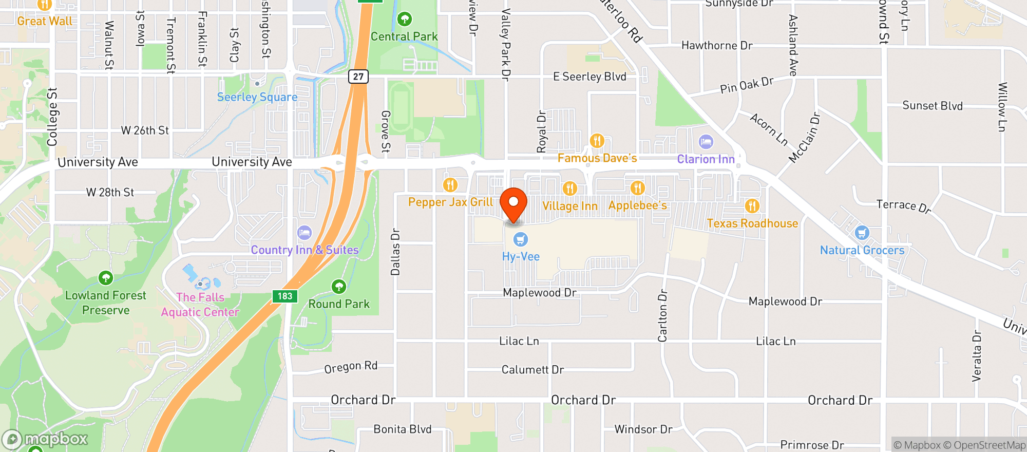 Map showing Hy Vee Wine & Spirits
