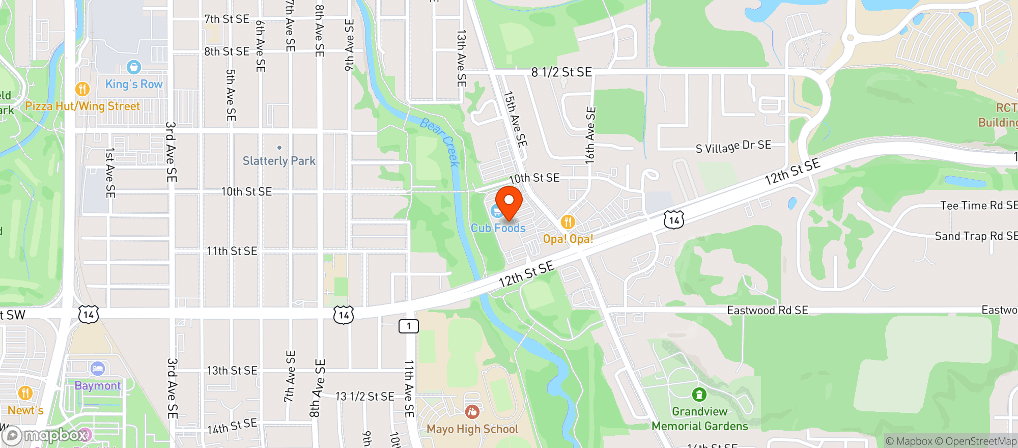 Map showing Cub Foods - Rochester