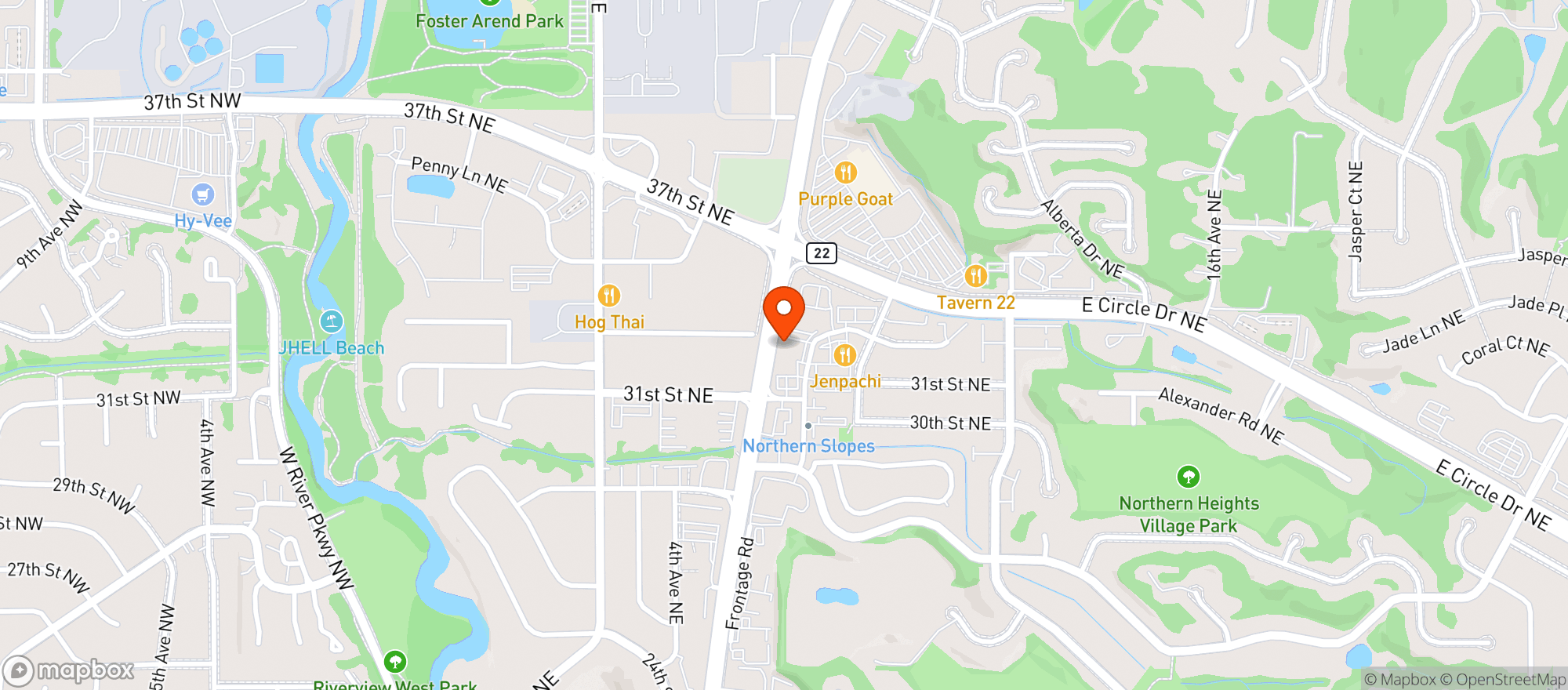 Map showing Andys Liquor