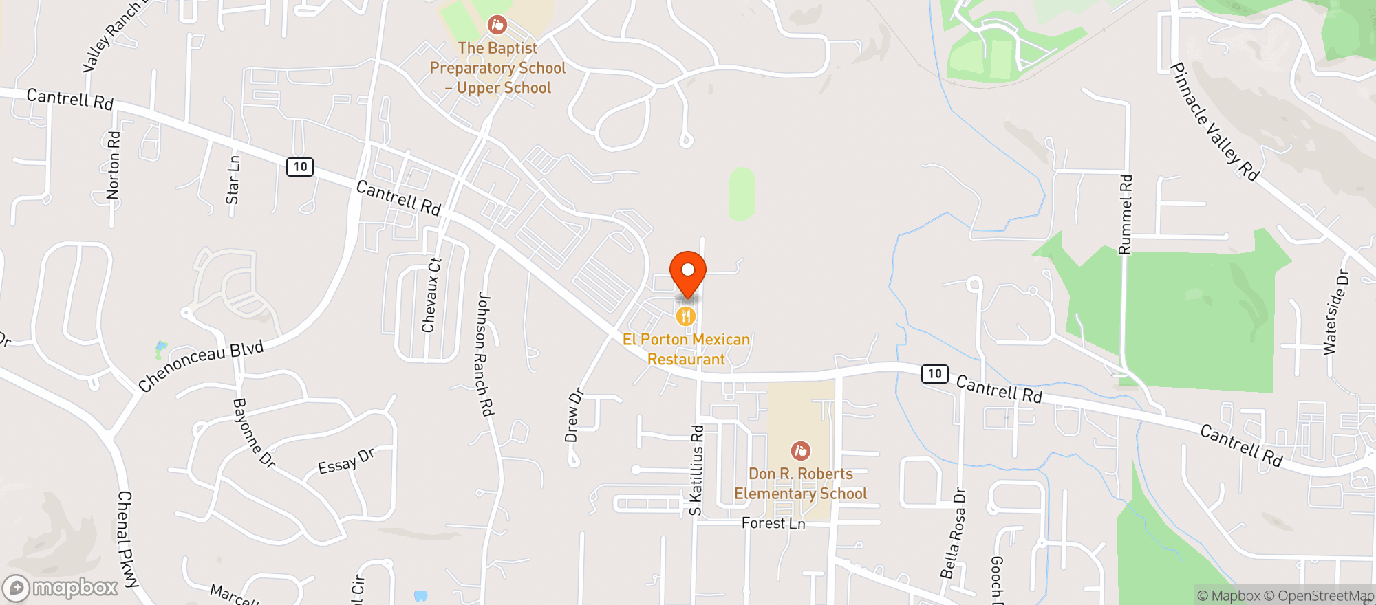 Map showing El Porton Mexican Restaurant