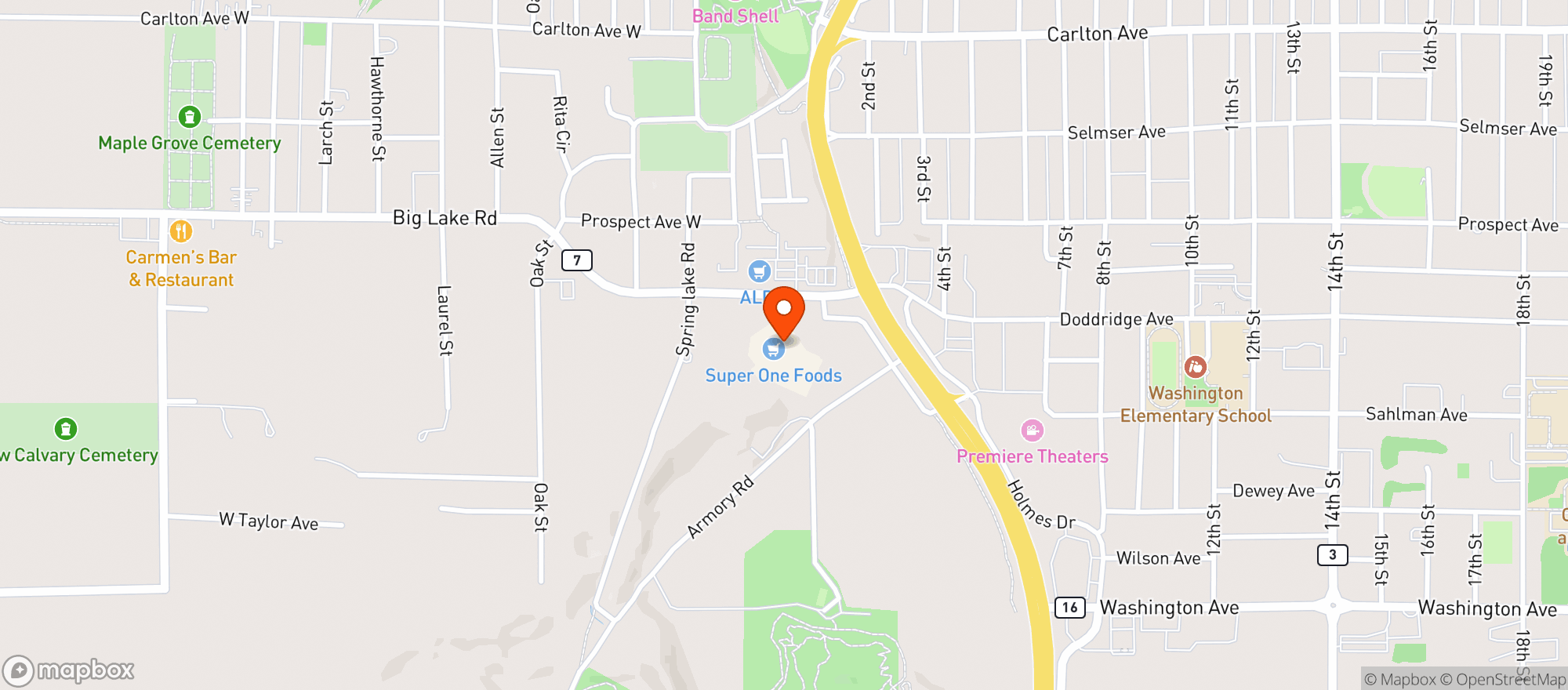 Map showing Super One Liquor #801