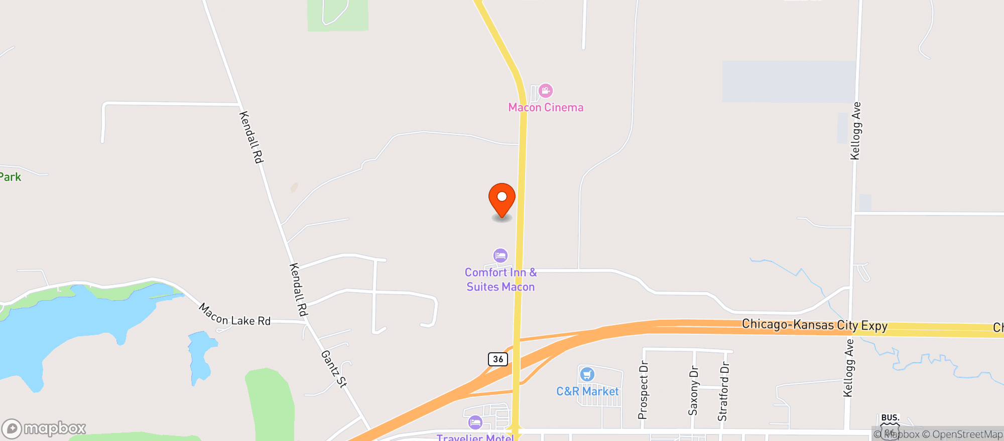 Map showing Sunrise - Macon