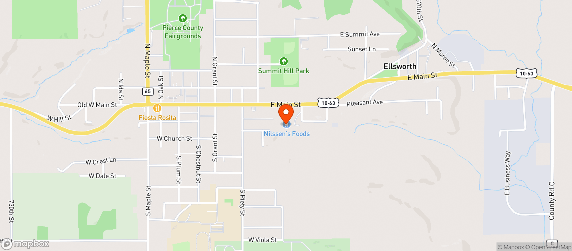 Map showing Nilssen S Foods (Ells.)