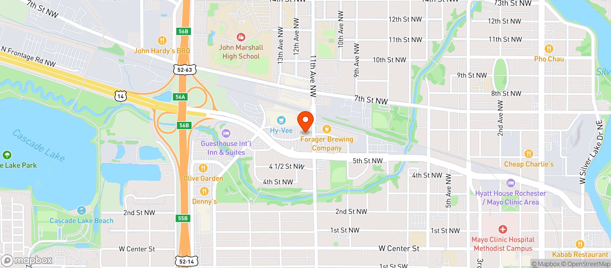Map showing Hy-Vee - Rochester