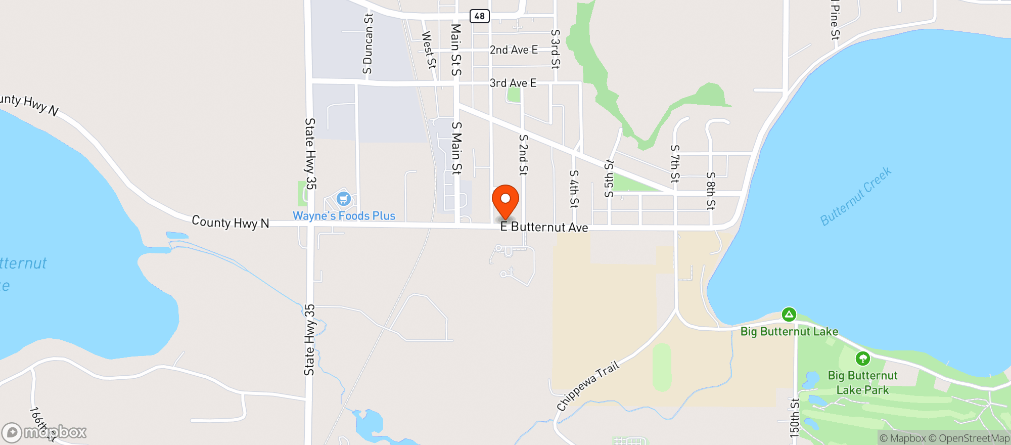 Map showing Wayne's Foods Plus