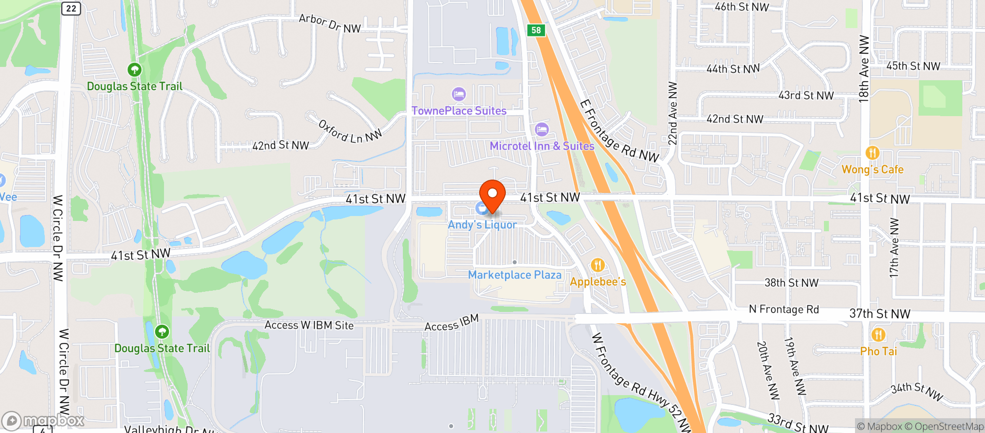 Map showing Andy's Liquor Marketplace