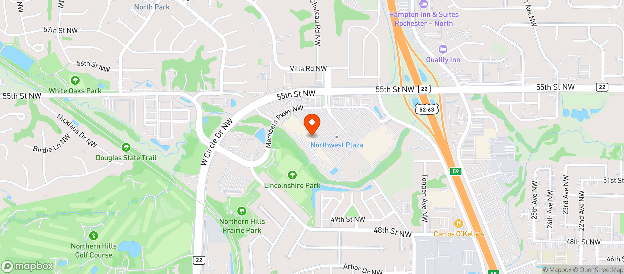 Map showing Rochester Smoke Shop