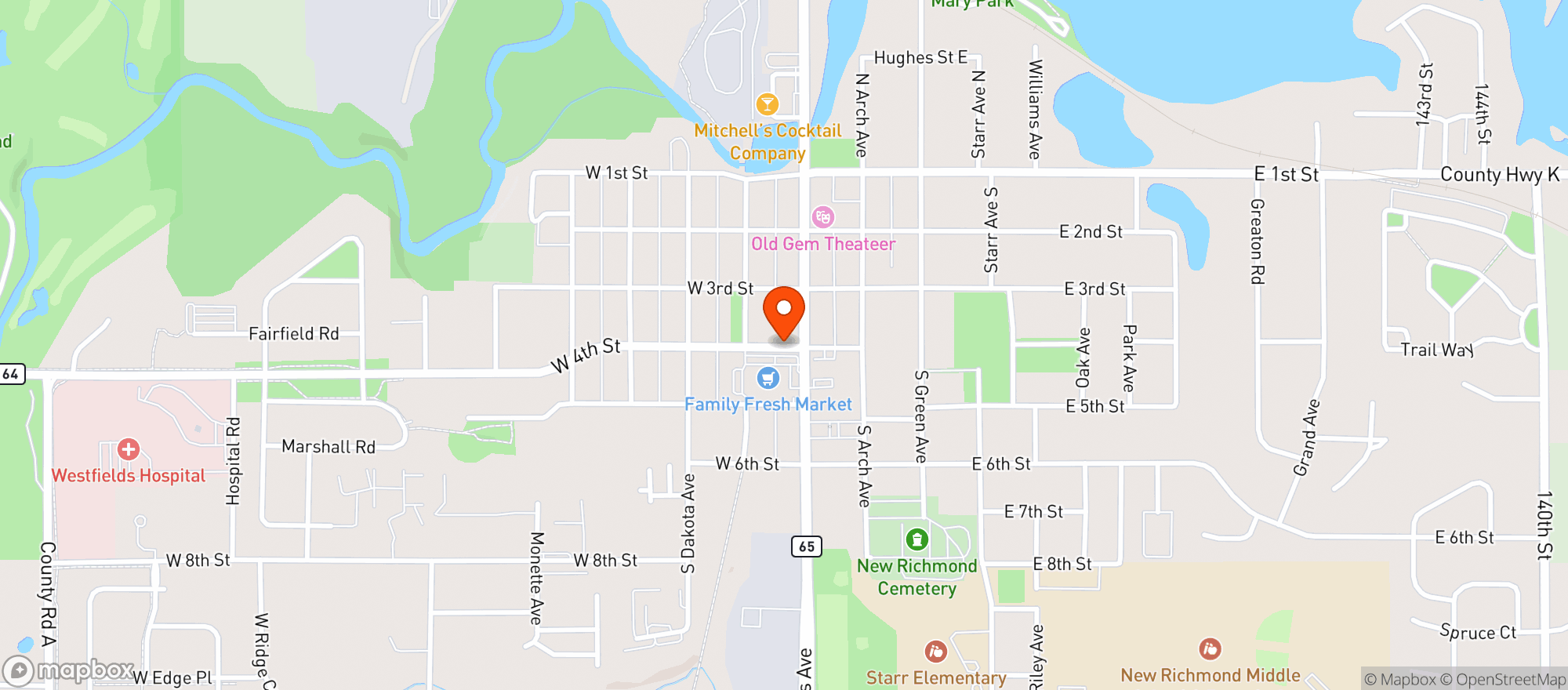 Map showing Dicks Fresh Market New Richmond - 00100020664