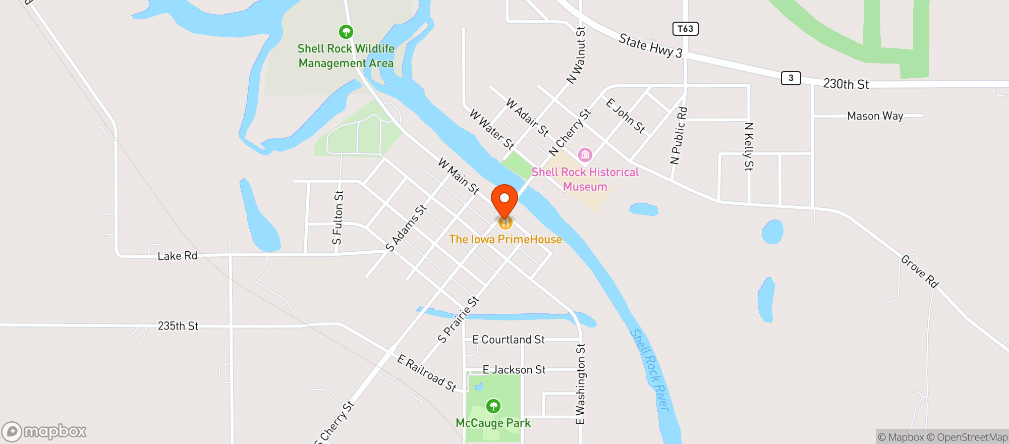 Map showing Riverview Cafe