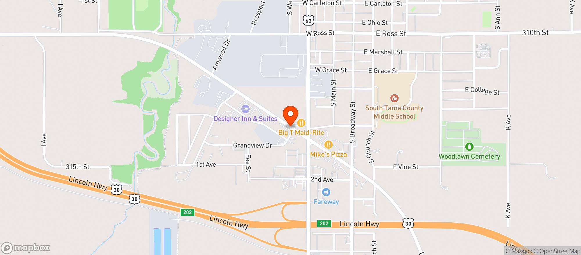 Map showing Kwik Star