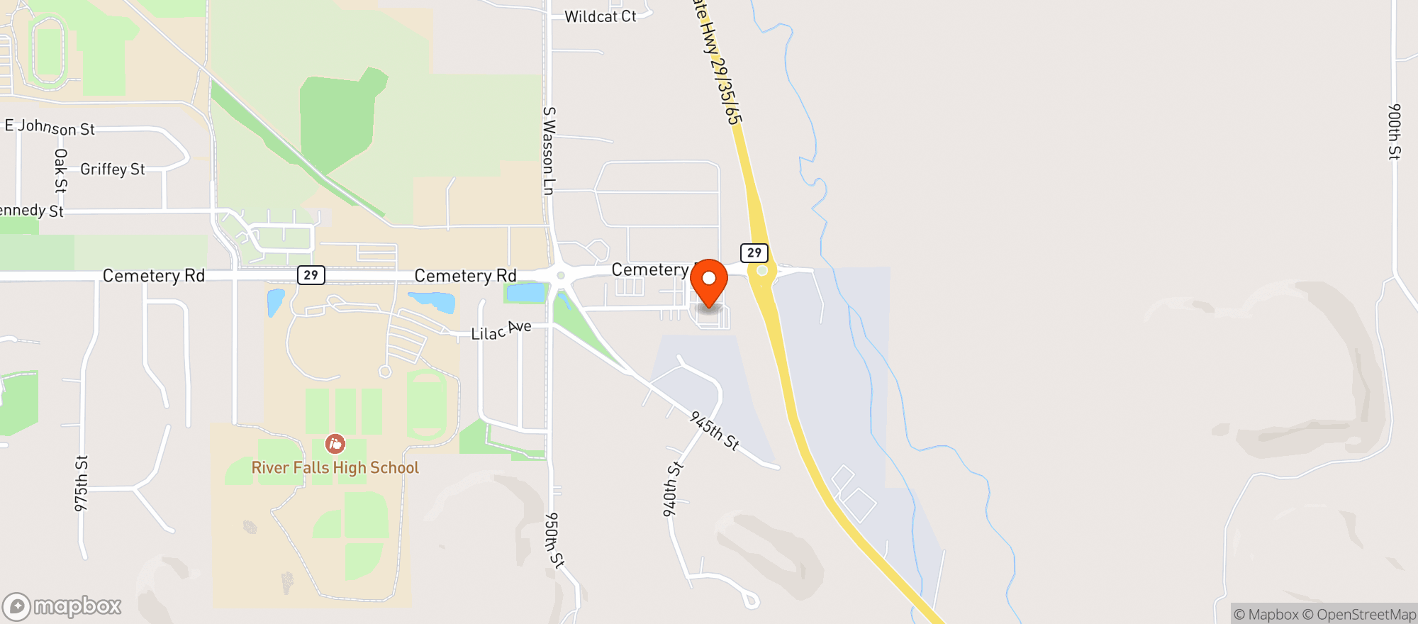 Map showing Kwik Trip #1104 River Falls