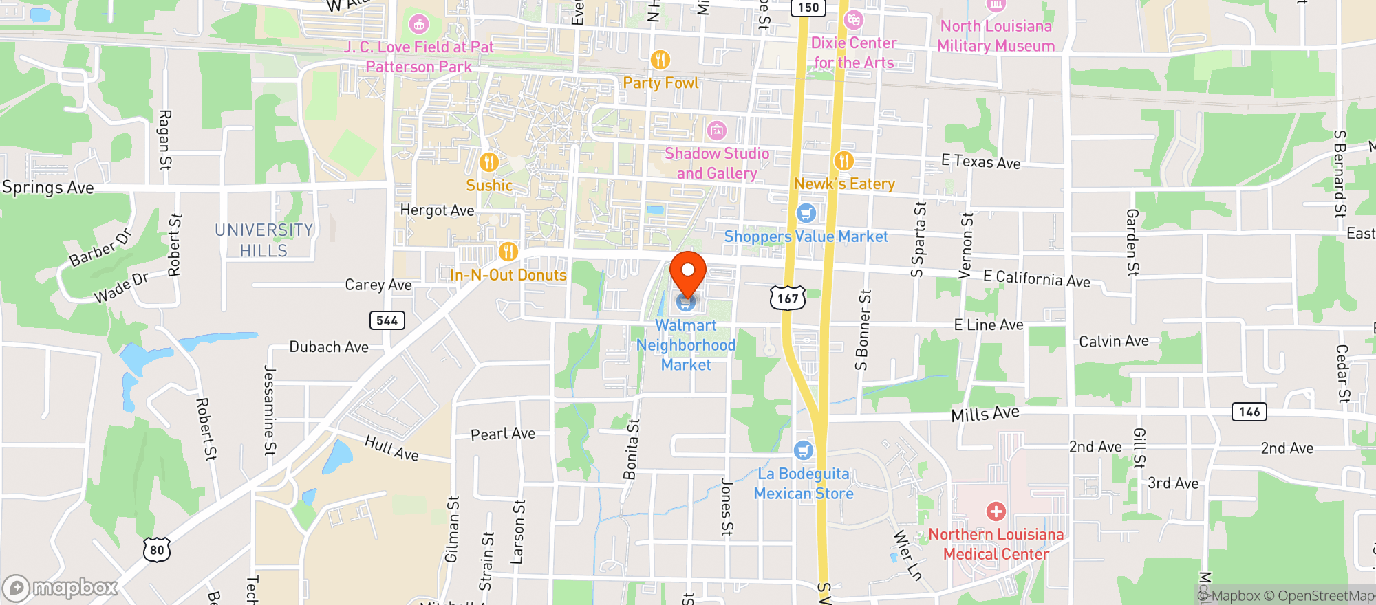 Map showing WALMART NEIGHBORHOOD MA #4577