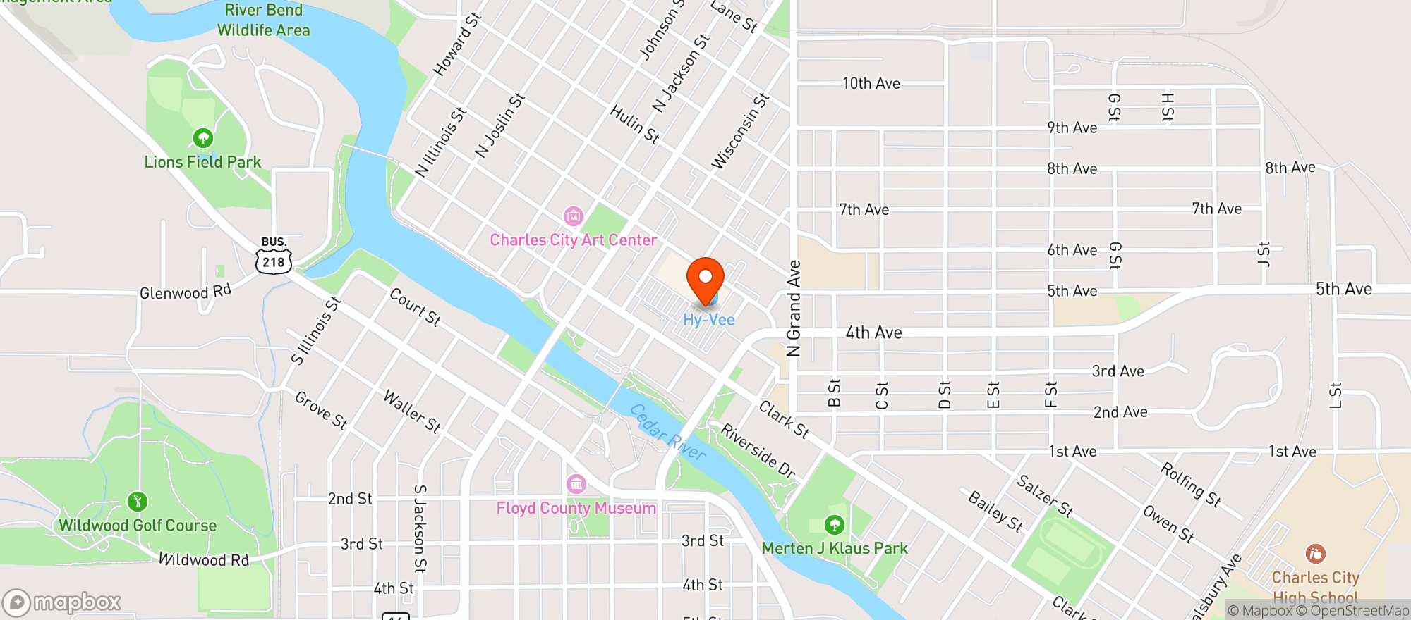 Map showing Hy Vee Food Store