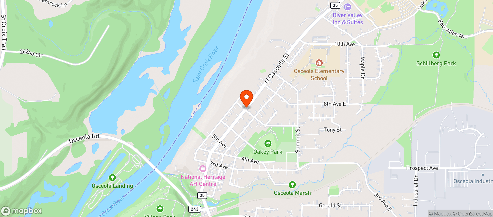 Map showing Osceola Lanes