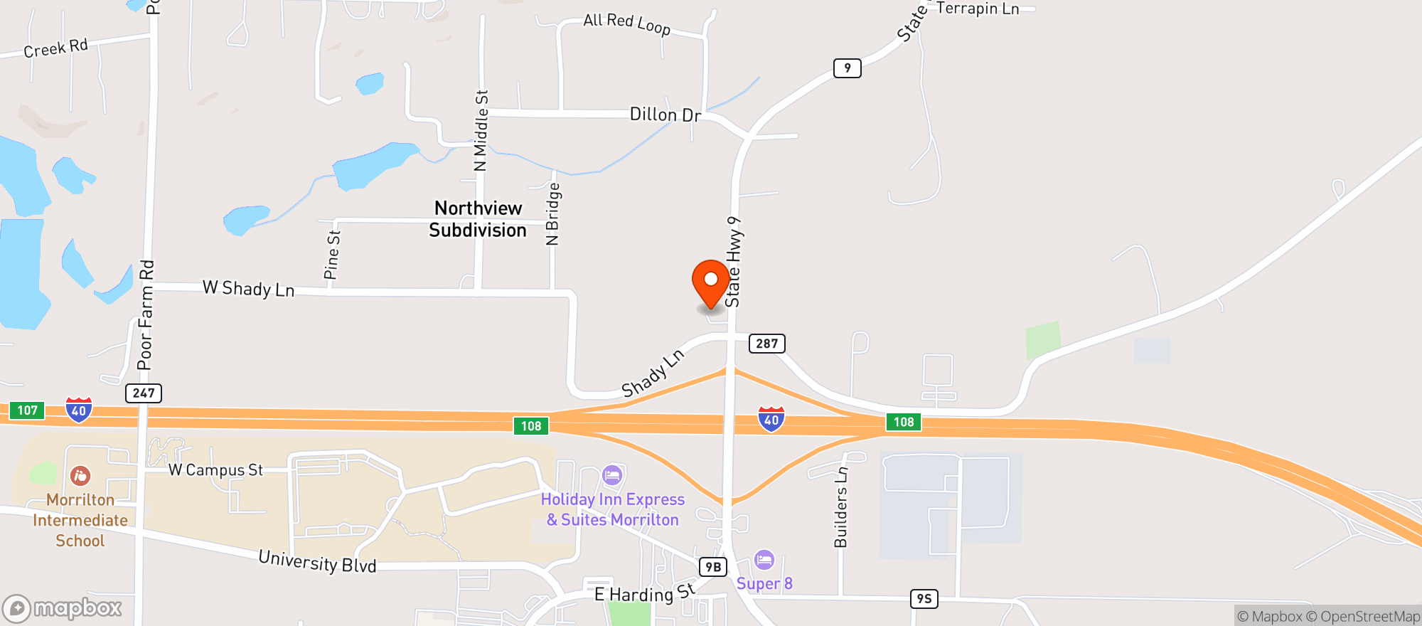 Map showing Osage Creek Dispensary - Morrilton