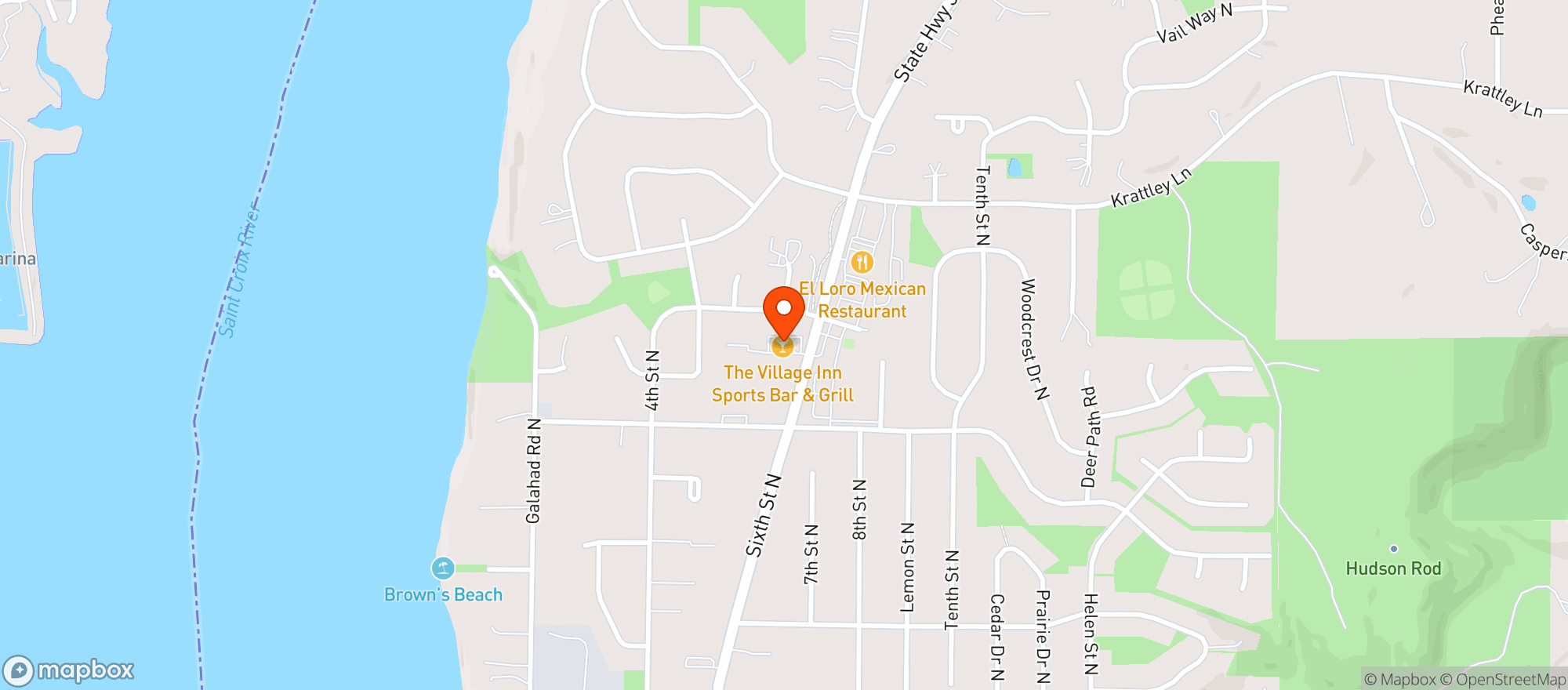 Map showing Village Inn - Hudson