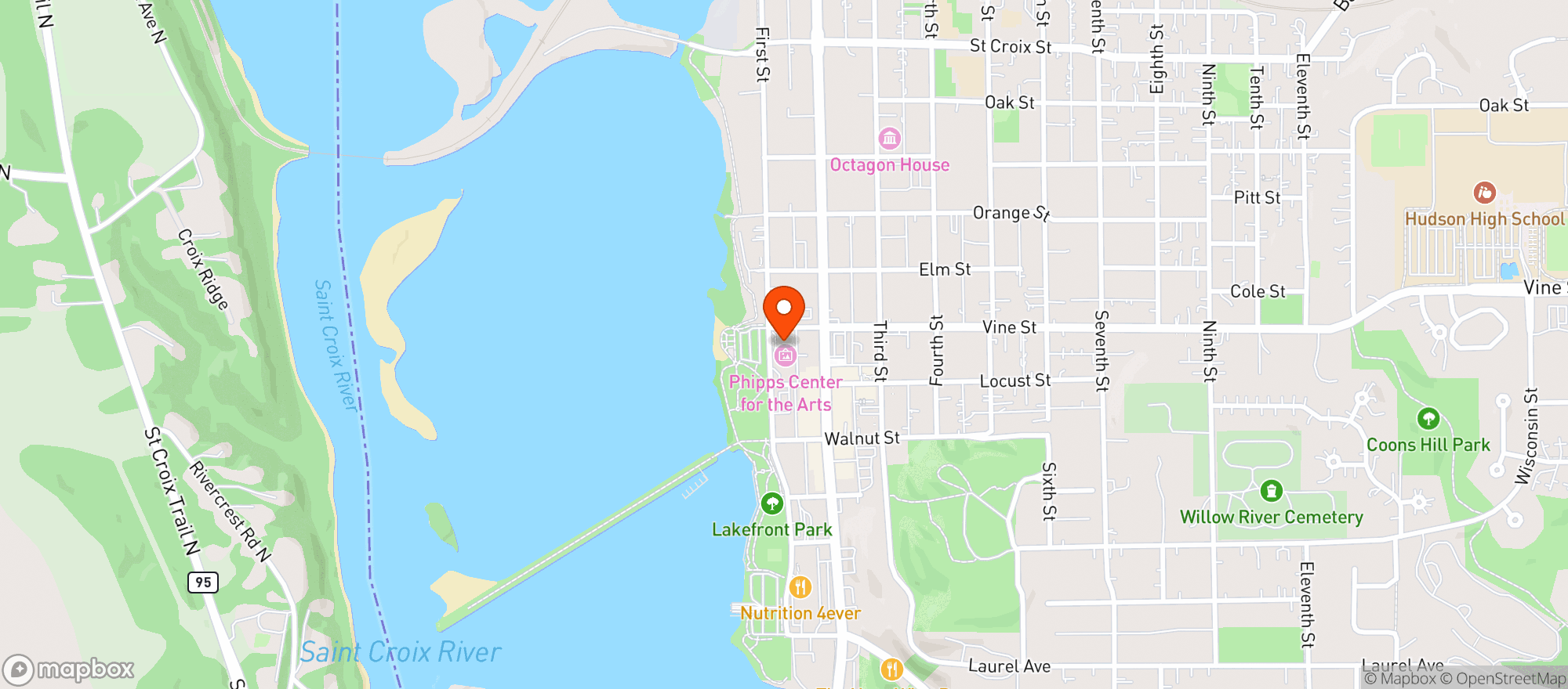 Map showing Phipps Center