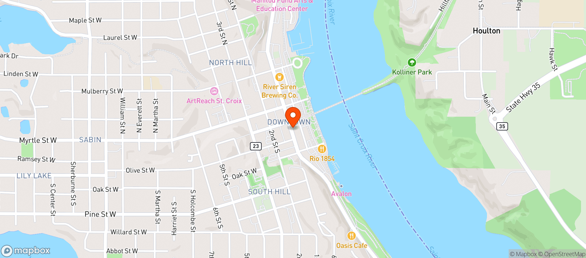 Map showing Brick & Bourbon