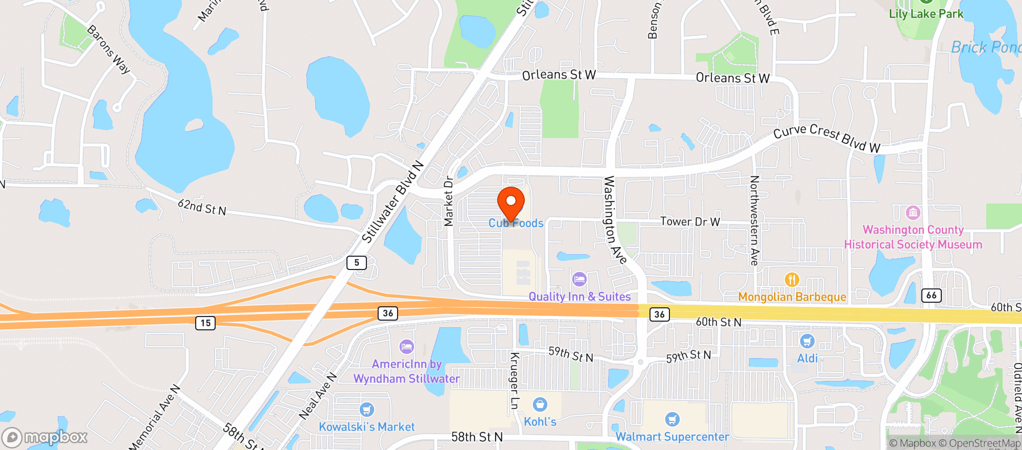 Map showing Cub Wine & Spirits #1664