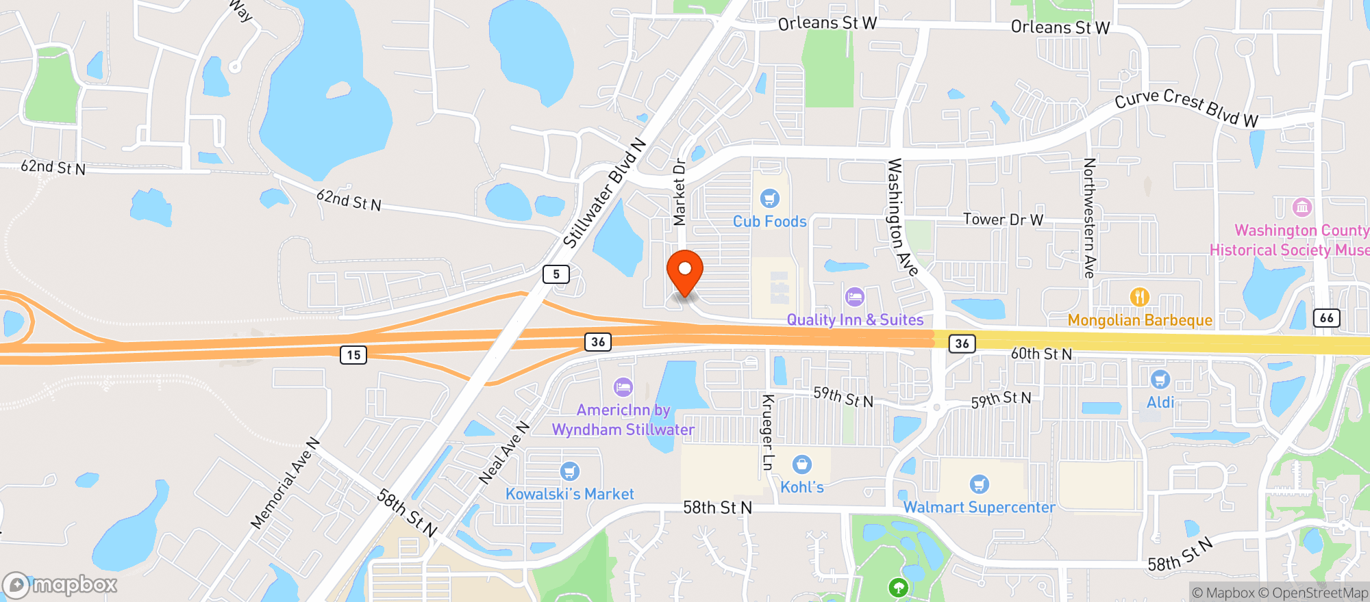 Map showing Top Ten Liquors - Stillwater