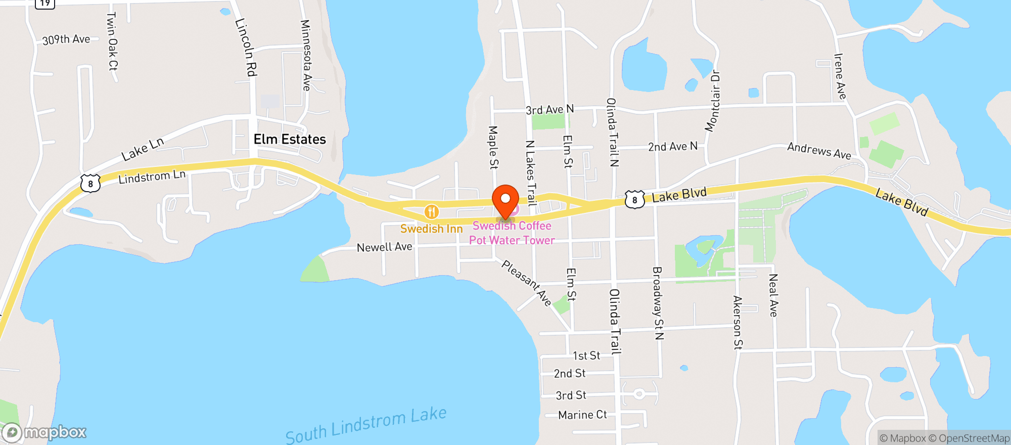 Map showing Lindstrom Liquor
