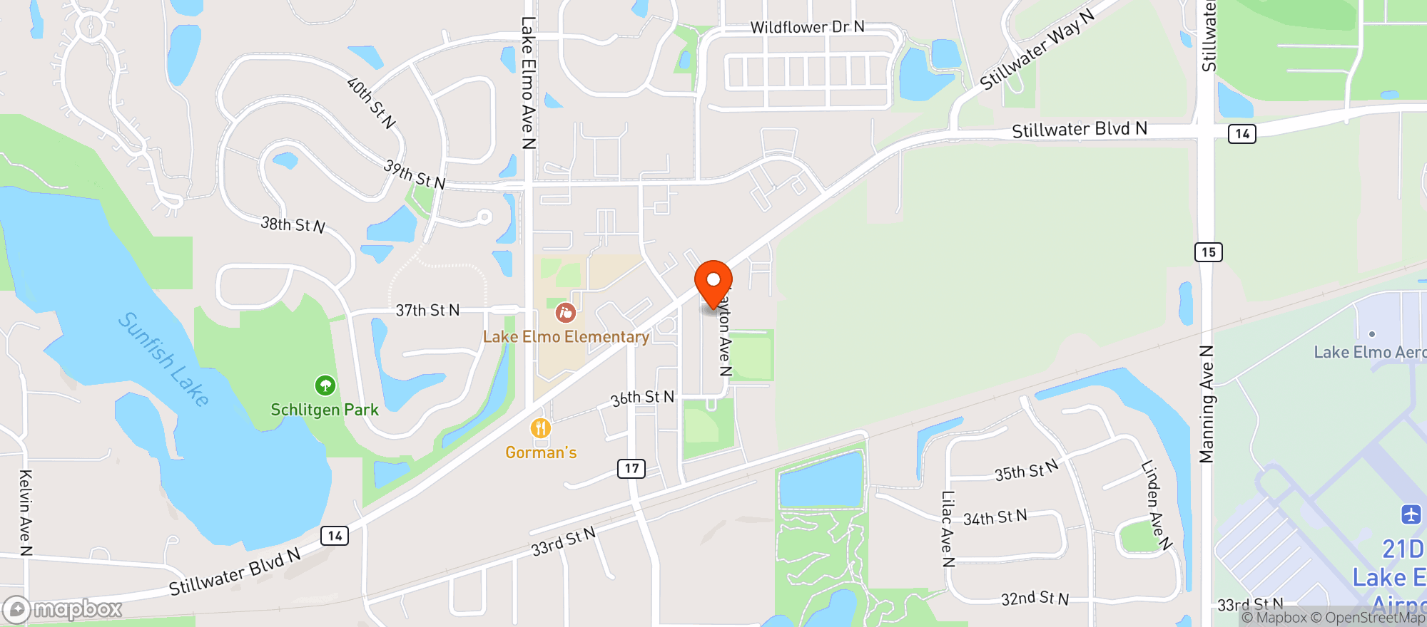 Map showing Lake Elmo Inn Event Ctr