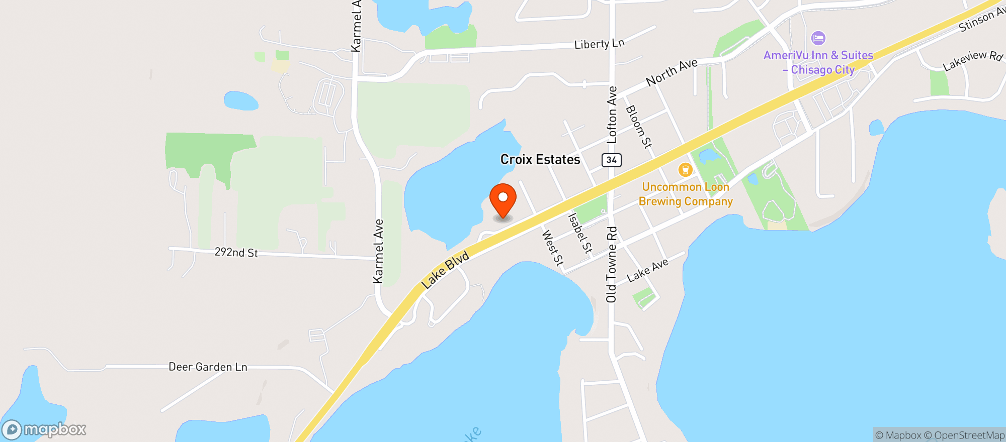 Map showing The Northern Lake Tavern & Grill