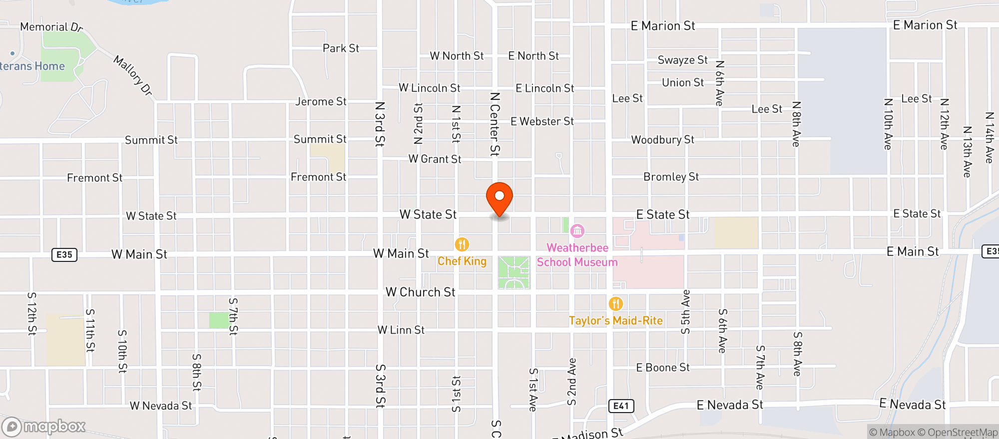 Map showing The Flying Elbow