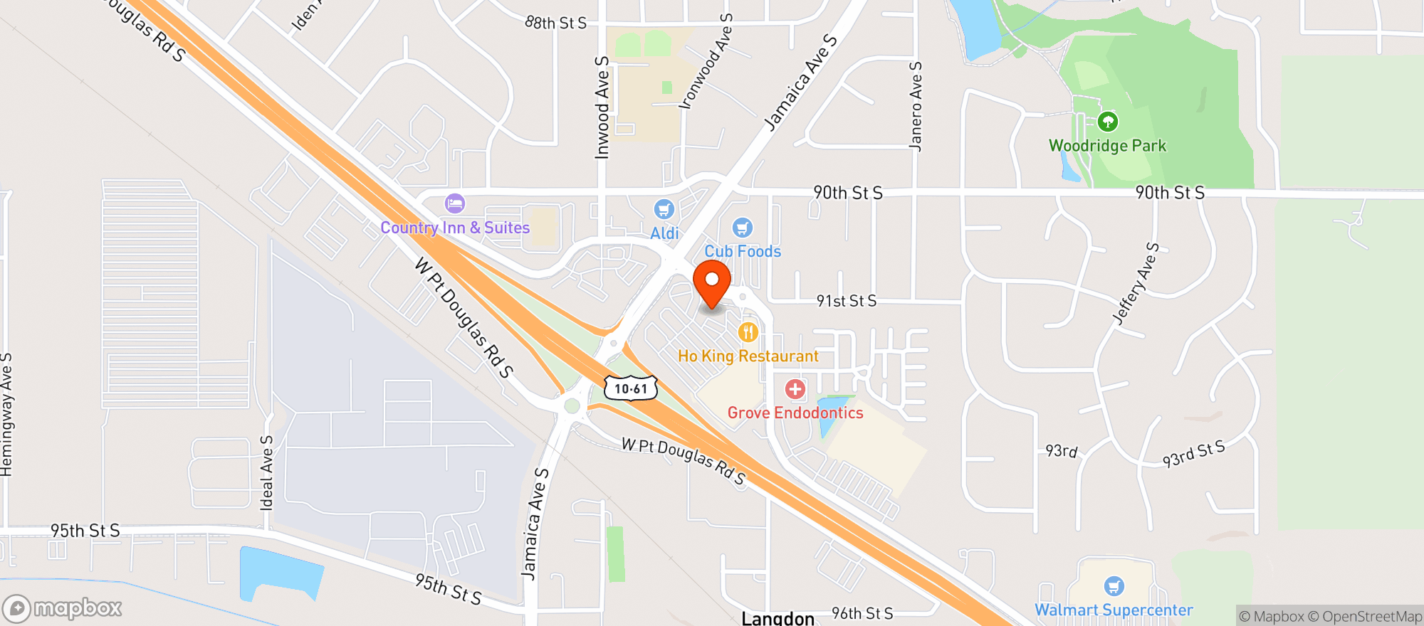 Map showing TOP TEN COTTAGE GROVE