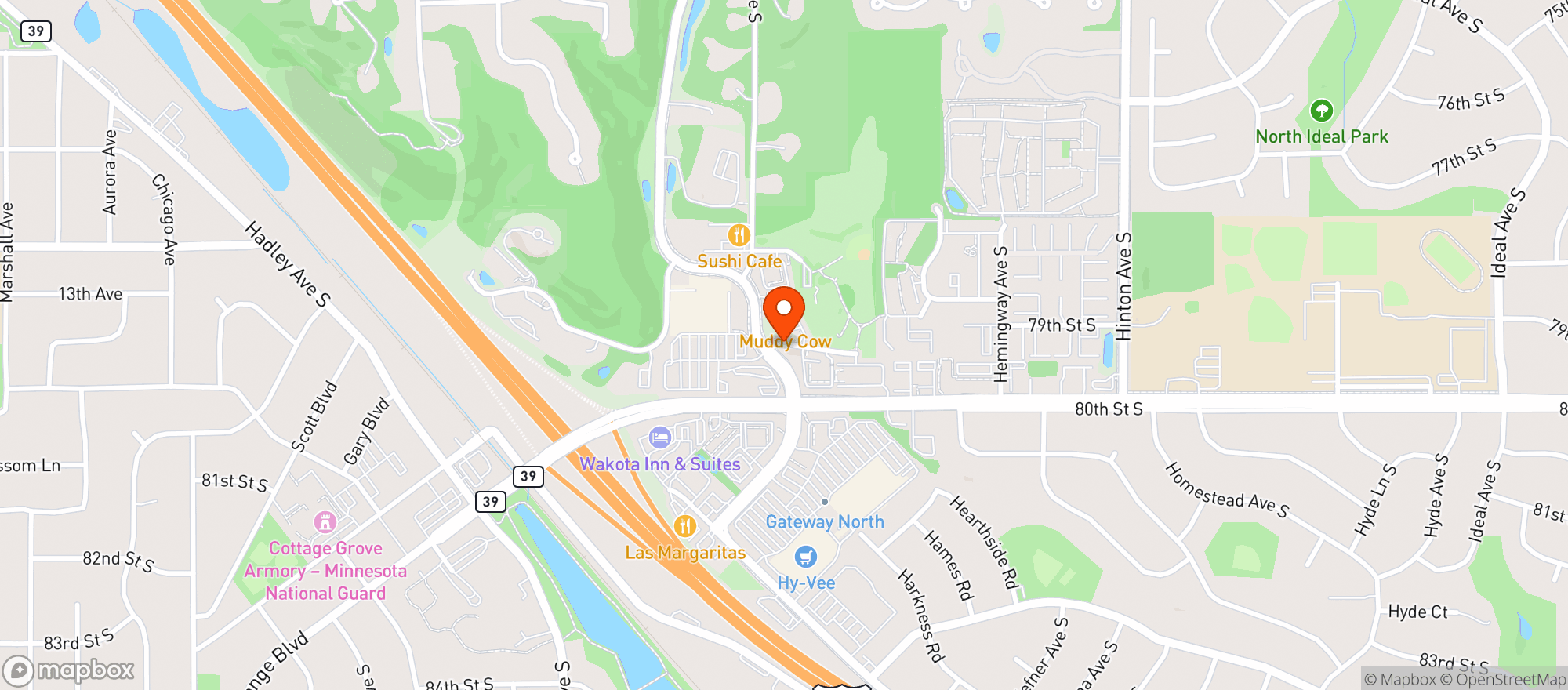 Map showing Muddy Cow